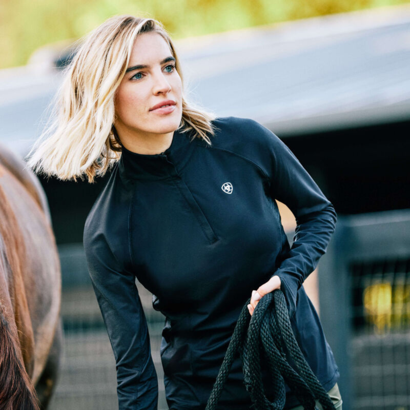 Ariat Women's Lowell 2.0 1/4 Zip Baselayer Black-1